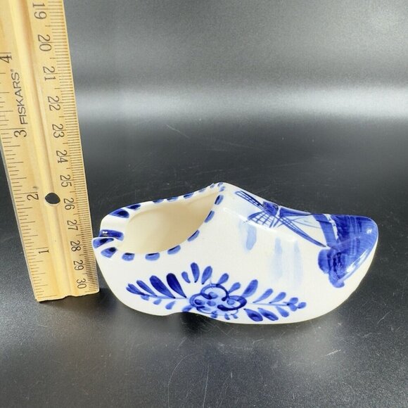 Elesva Holland Delft Ashtray Ceramic Clog Shoe Windmill Hand Painted Vintage - Picture 4 of 14